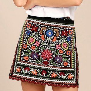 Lulus Don't Stop the Party Embroidered Mini Skirt